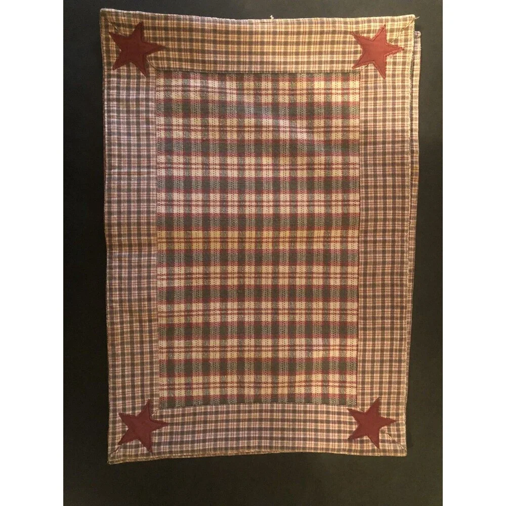 Barn Red plaid  Placemats set of 4 Cotton Rustic Primitive Woven Farmhouse